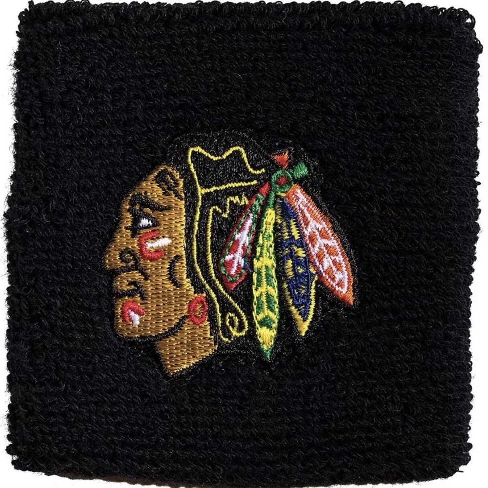 Brand New Chicago Blackhawks Wristbands Sweatbands Two Pack Black NHL